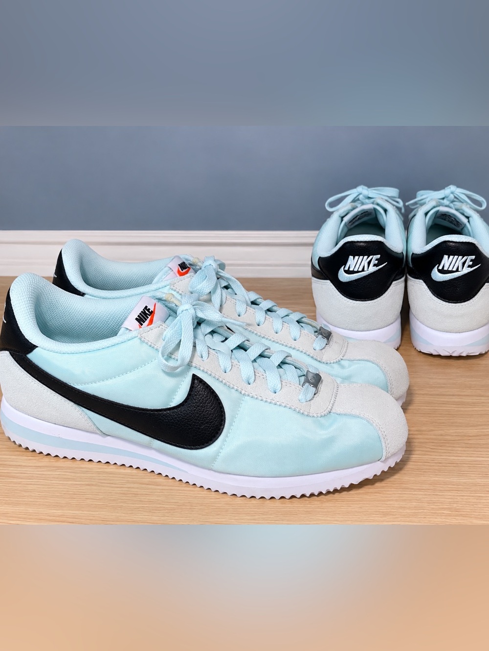 Nike Cortez Men’s 11.5 Light Blue Black Swoosh Sneakers DZ2795-401